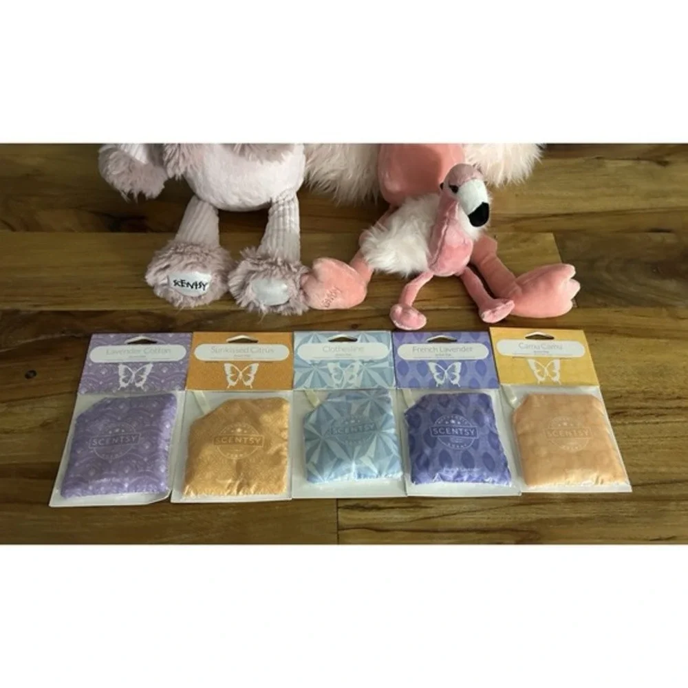 Scentsy Buddy Lot‎ Posh Poodle Farrah Flamingo Clip Scent Paks
